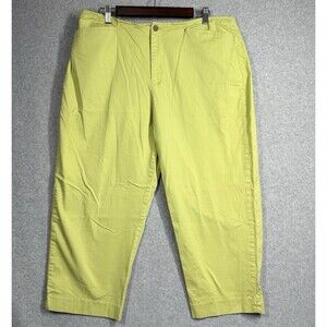 JH Collectible Cropped Capri Womens Size 18 Lime Green Stretch Pants Pockets